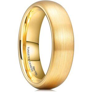 14K Gold/Rose Gold 4mm 6mm 8mm Tungsten Carbide Ring Dome Matte Brushed Wedding